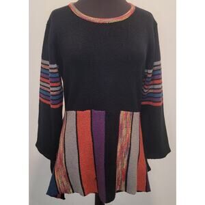 VTG Retro Knitwear Creative Fashion Multicolor Asym Tunic Top Unique Artsy L